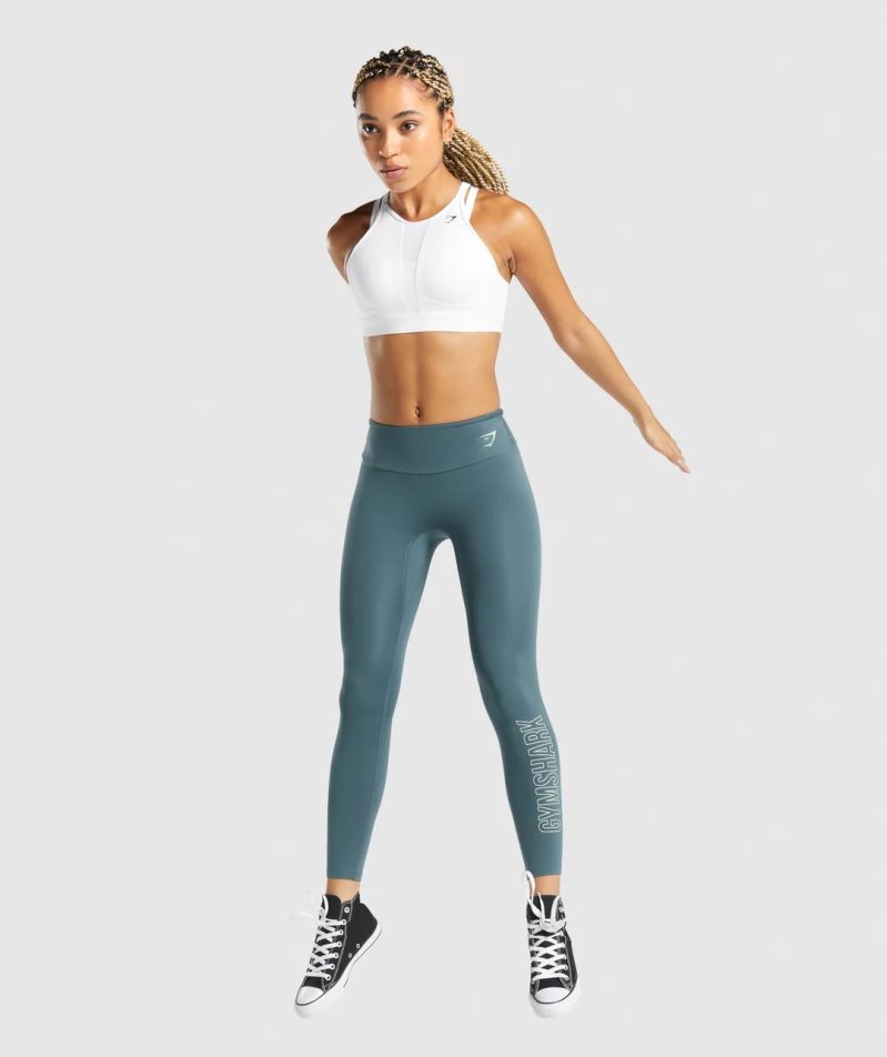 Women's Gymshark Training Graphic Leggings Navy | CA 03187A